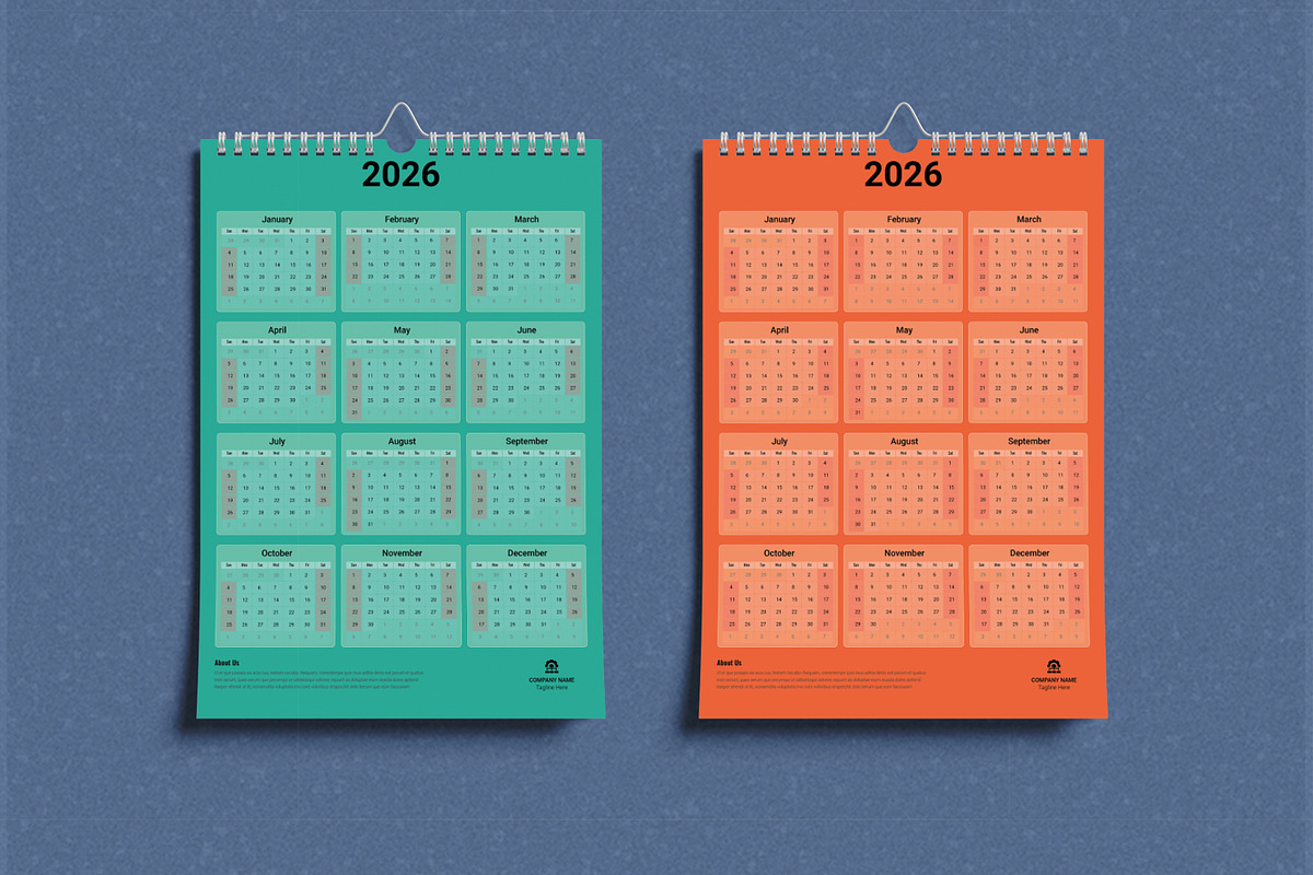 Colorful 2026 Calendar Template, a Stationery Template by MightyDesign (Photo 1 of 6)