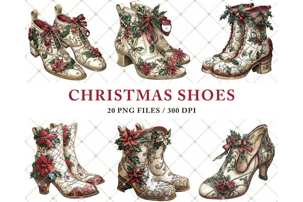 Christmas Shoes Clipart PDF, an Illustration by Memories By Lea (Photo 4 of 7)