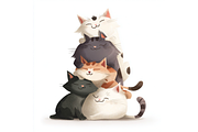 Prompt Cuddle Cats Clipart, a Decorative Illustration by Creative design (Thumbnail 4 of 7)