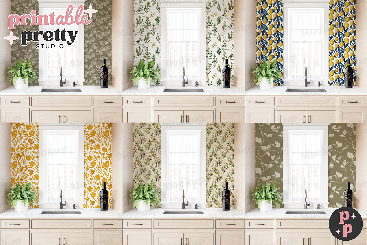 Modern Kitchen Wallpaper Mockup PSD, a Product Mockup by Printable Pretty Studio (Photo 2 of 9)