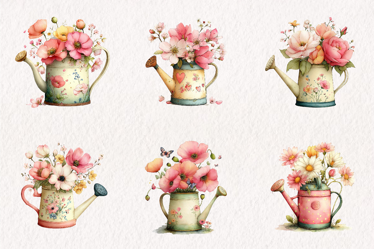 Watercolor Watering Can Clipart, an Illustration by CreationArt (Photo 6 of 7)