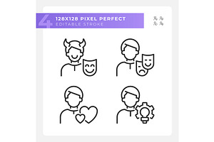 Characters pixel perfect linear icon, an Icon by IMG Visuals