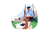 Happy people on swings in nature set, a Person Illustration by PaperTrident (Thumbnail 6 of 7)
