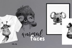 Cute animal faces. Posters