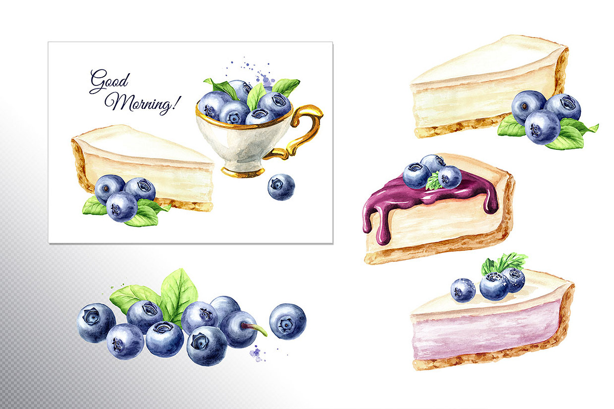 Blueberry. Watercolor collection, a Food Illustration by Daria Ustiugova (Photo 19 of 25)
