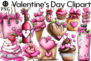 Watercolor Valentine's Day Clipart, an Illustration by Daily.Designs
