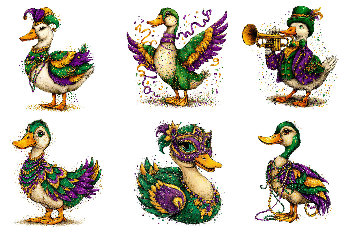Mardi Gras Goose Clipart Bundle, an Illustration by Dream Creation (Photo 3 of 6)