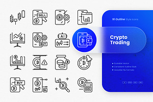 Crypto Trading Outline Icons, an Outline Icon by cidcud_graphic