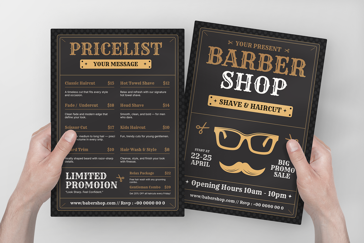 Barbershop Promotion Flyer, a Flyer Template by Annora Studio (Photo 6 of 6)