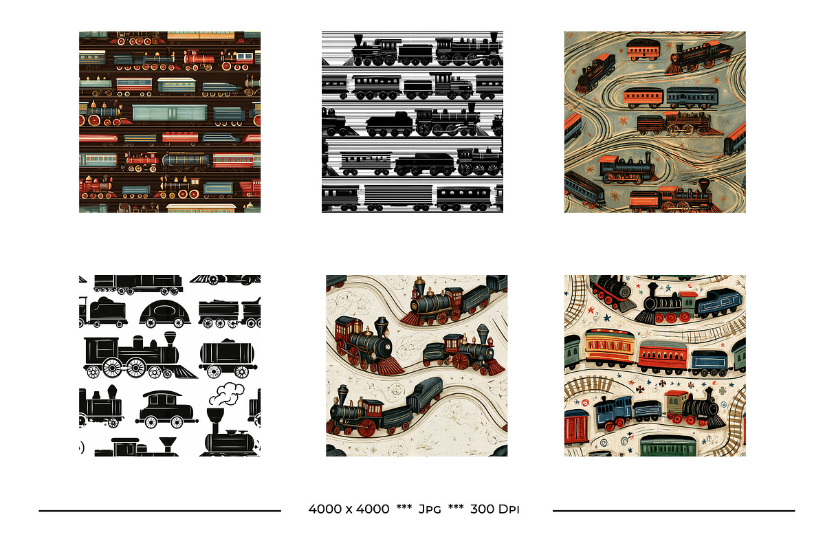 Vintage Toy Train Art Designs, a Pattern Graphic by karenfoleyphoto (Photo 5 of 9)