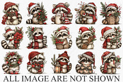 Whimsical Raccoons Christmas Clipart, a Seasonal Illustration by Canvas Craft (Thumbnail 4 of 10)