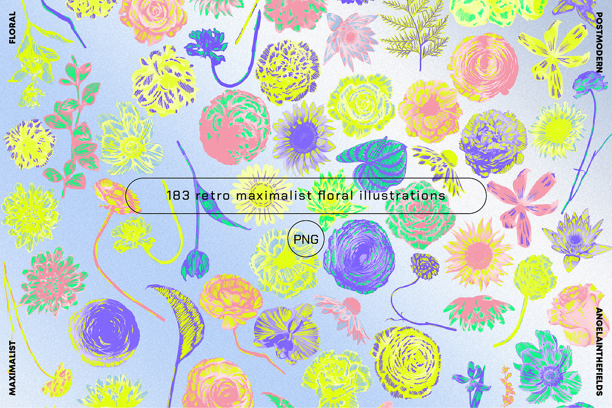 80s Floral Clipart + Bonus, an Object Illustration by angelainthefields (Photo 7 of 12)