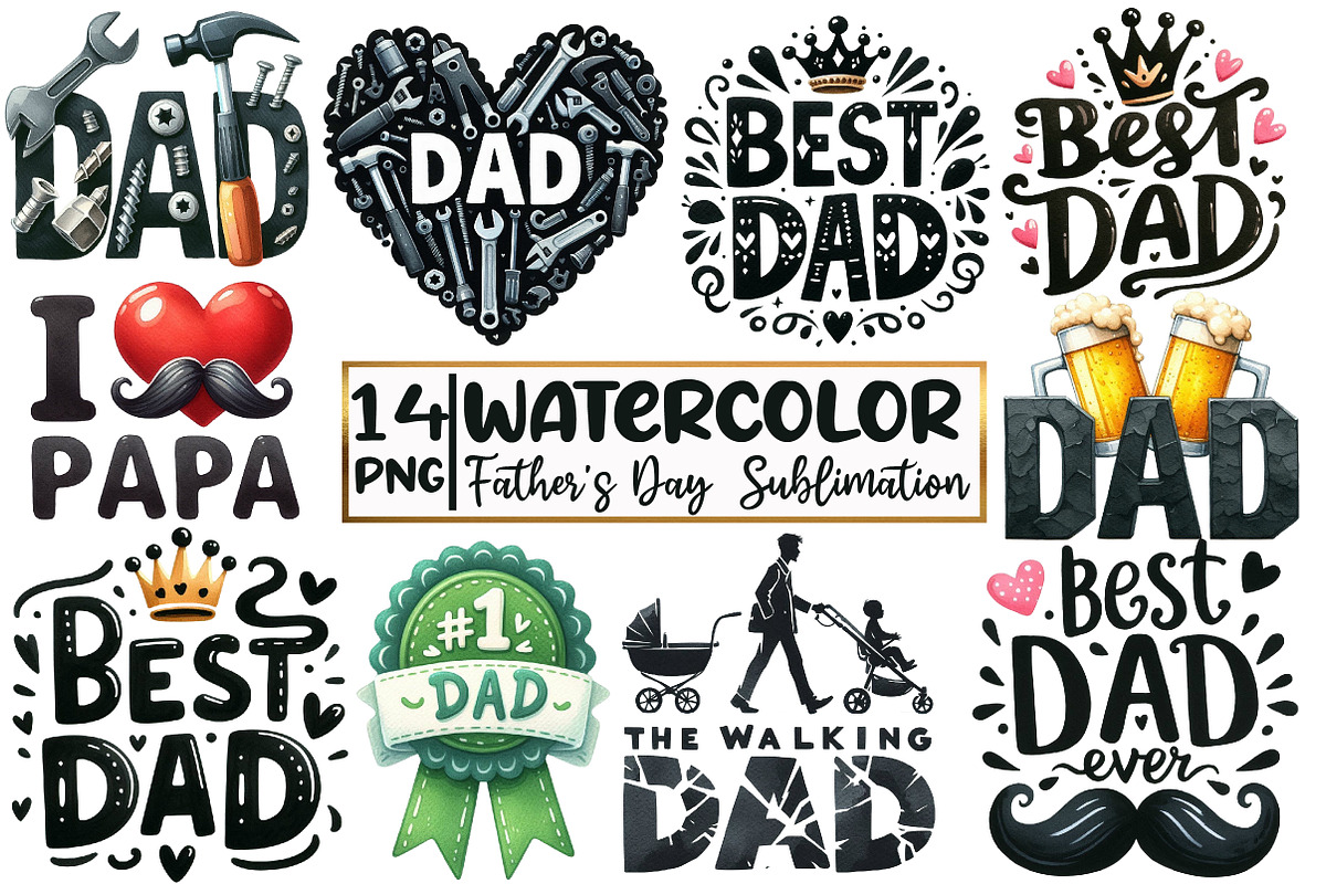 Father's Day PNG  Sublimation Bundle, an Illustration by Designworld (Photo 1 of 7)