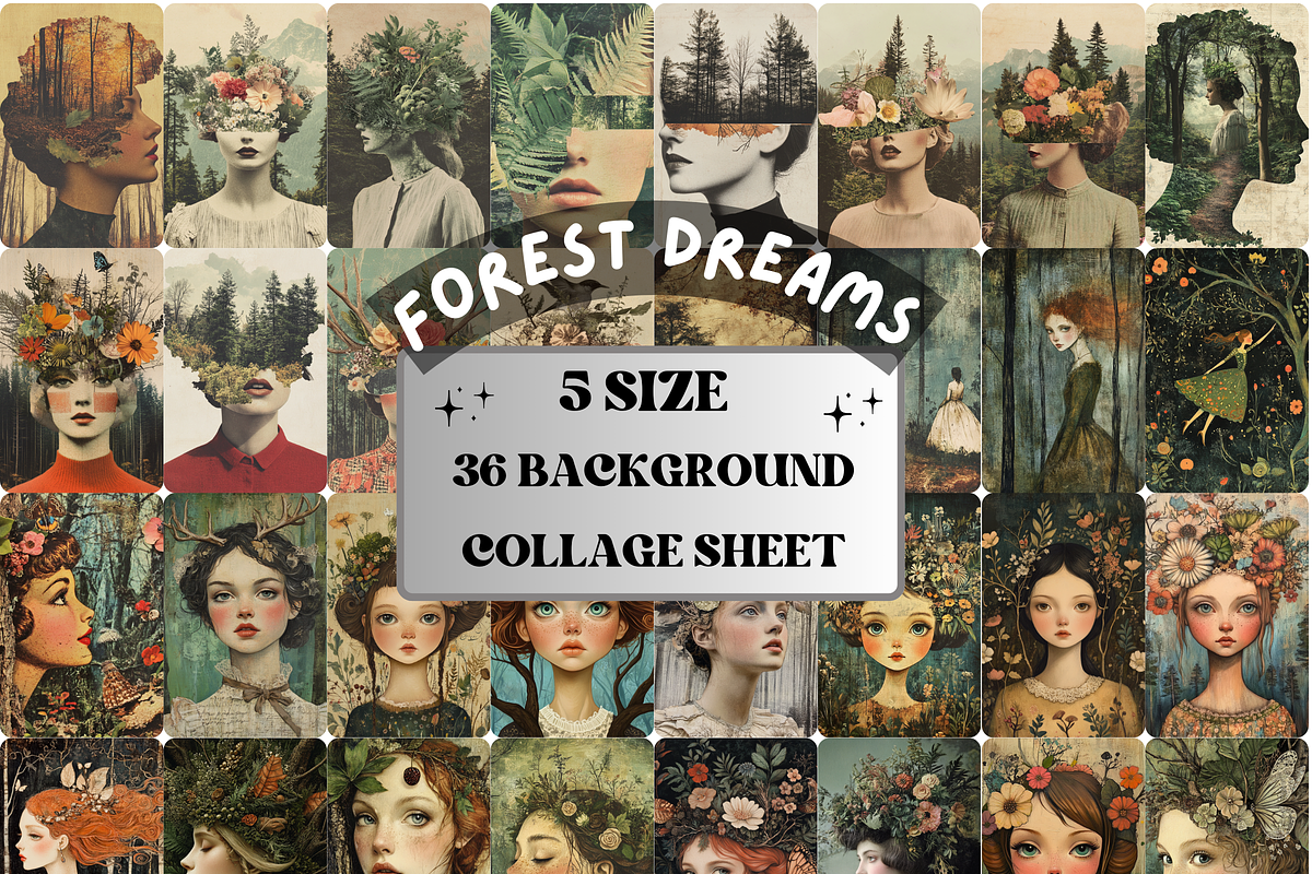 Whimsy Forest Dreams Collage Paper, a Background Graphic by GiraffeCreative (Photo 1 of 9)