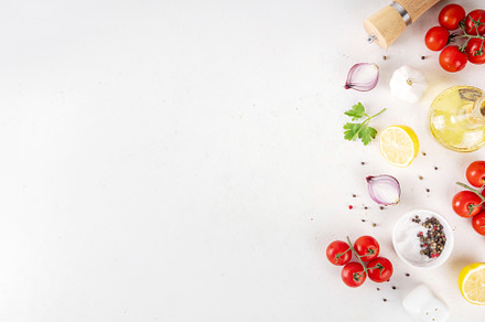Ingredients for cooking food on the white background