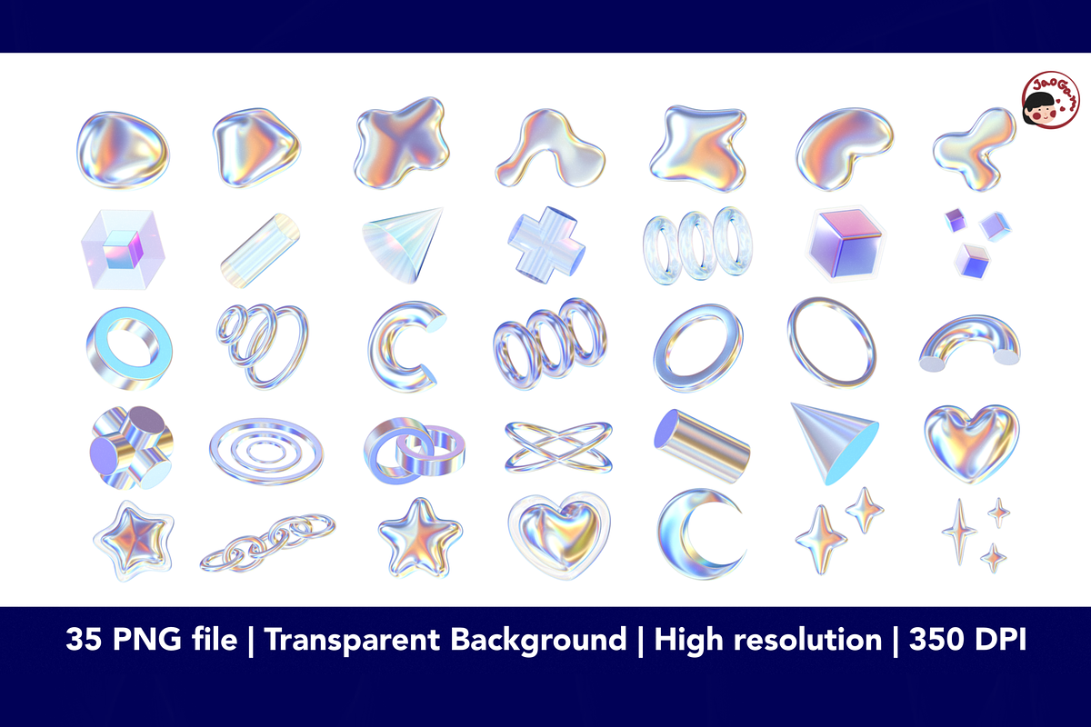 3D Abstract Shapes Chrome Effect, an Object Graphic by JaoGam (Photo 2 of 4)