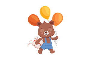 Smiling Bear Character in Playsuit, an Animal Illustration by TopVectors