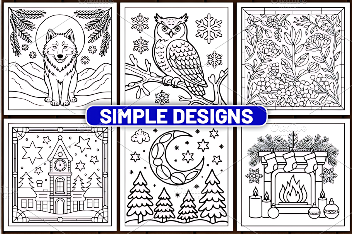 62 Stained Glass Winter Coloring, a Seasonal Illustration by Design Art (Photo 5 of 5)