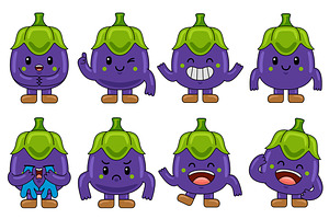 Aubergine Mascot Vector Pack, an Illustration by MEDZ