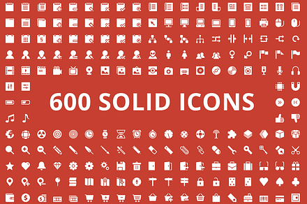 600 Solid Vector Icons, a Solid Icon by PixelBazaar