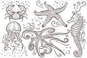 Marine life set., an Animal Illustration by FoxyDraw (Thumbnail 3 of 8)