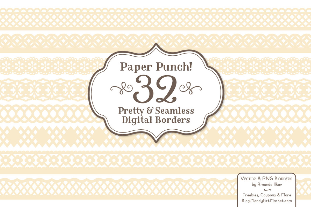 Cream Lace Clipart Borders, an Illustration by Amanda Ilkov (Photo 1 of 5)