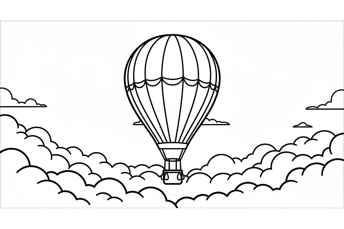 Hot Air Balloon Cloud Line Art bundl, an Illustration by Designer_Momina (Photo 46 of 51)