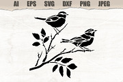 Stencil Birds on Branch, a Decorative Illustration by MARYCRAFTIRIA (Thumbnail 1 of 3)