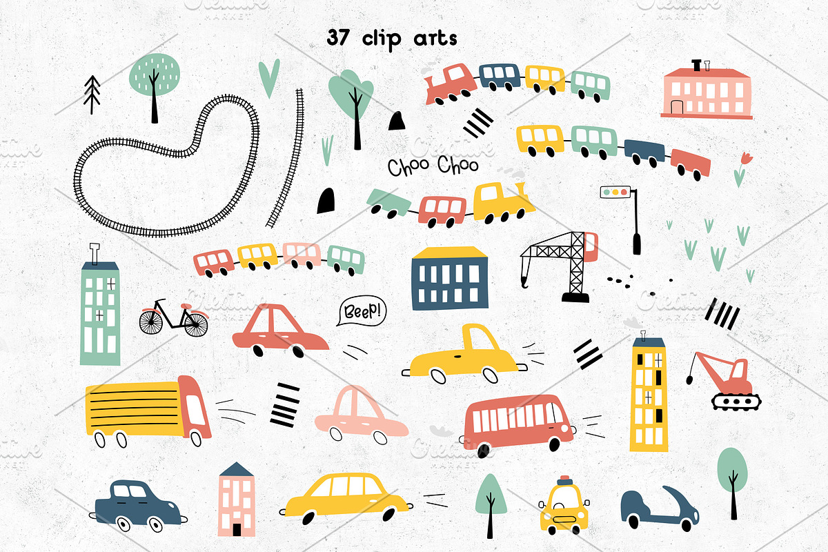 Patterns with car, a Pattern Graphic by Ekaterina