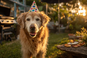 Golden Retriever Birthday Party Gril, a Photo by Pixeness Studio