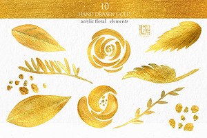 Nude & Gold. Watercolor Clipart