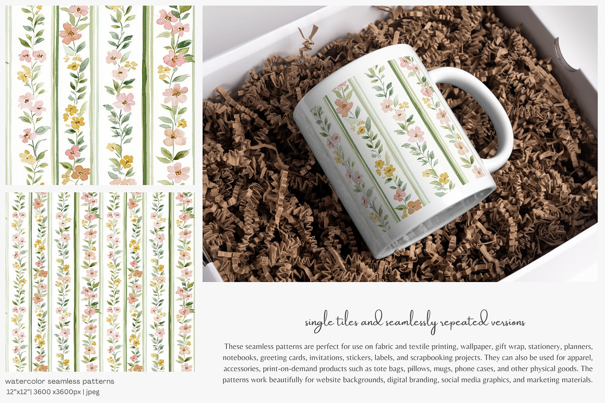 pastel floral seamless patterns set, a Pattern Graphic by Patishop Art (Photo 6 of 9)