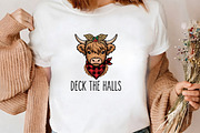 Deck The Halls Highland Cow PNG Art, a Seasonal Illustration by CrexoraLab (Thumbnail 3 of 4)