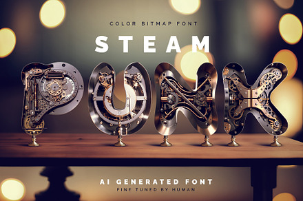 SteampunkAi - Color Bitmap Font, a Symbol Font by Gleb Guralnyk