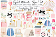 Stylish Watercolor Clipart Set, an Illustration by Sublimation Artist (Thumbnail 1 of 6)