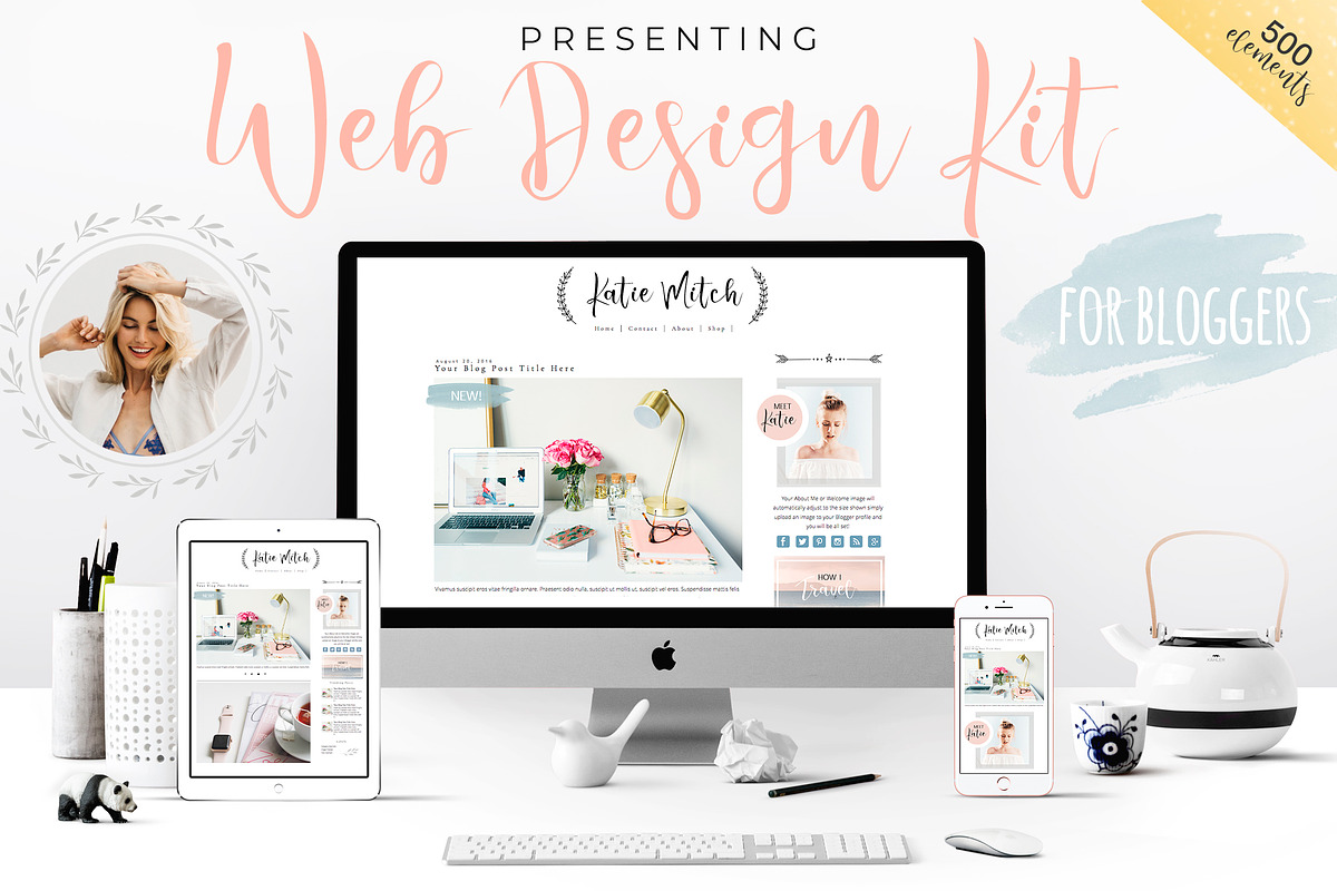 SALE! Web Design Kit for Bloggers, a Templates & Theme by SwitzerShop (Photo 1 of 19)
