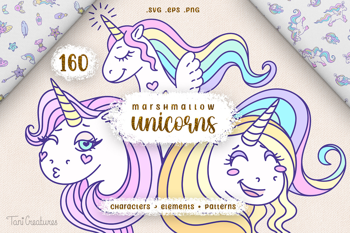 Marshmallow Unicorns Collection, an Illustration by TaniCreatures (Photo 1 of 7)