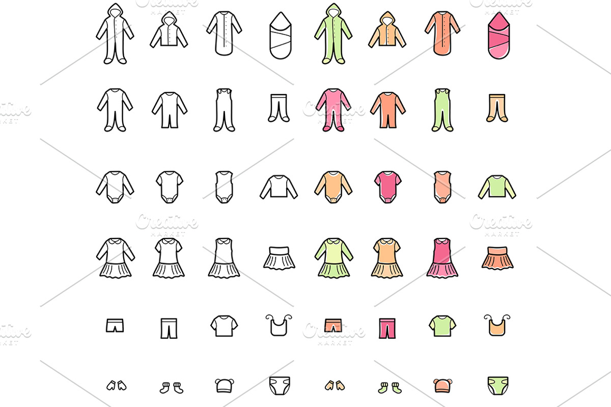 Baby Clothes Line Icons Set, an Outline Icon by land art (Photo 6 of 6)