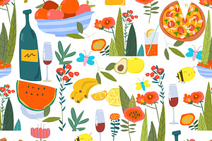 Seamless Pattern With Delicious Food, a Pattern Graphic by Maria Starus