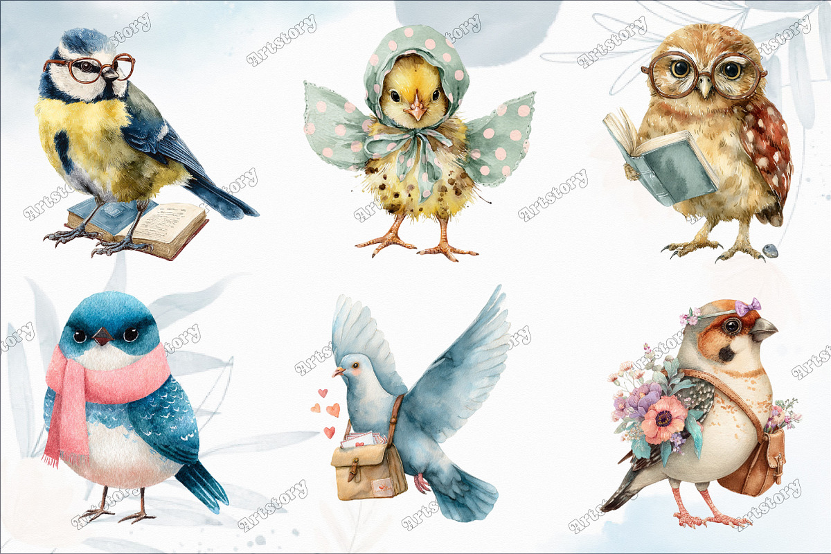 Cute Birds Clipart, a Graphic by designcity5 (Photo 2 of 5)