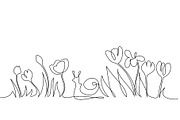 wildflowers with leaves in field, a Decorative Illustration by Valenty (Thumbnail 1 of 3)