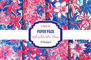 Preppy Red, White, Blue Flowers, a Pattern Graphic by Paper & Pattern Studio (Thumbnail 1 of 8)