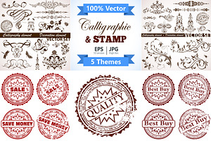Calligraphic and Stamp Themes, a Decorative Illustration by TAlex