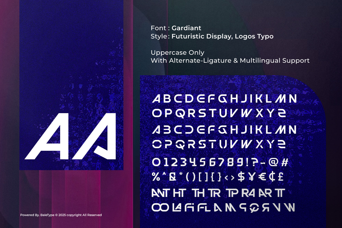 Gardiant - Futuristic Logo Font, a Sans Serif Font by Bale Type (Photo 9 of 9)