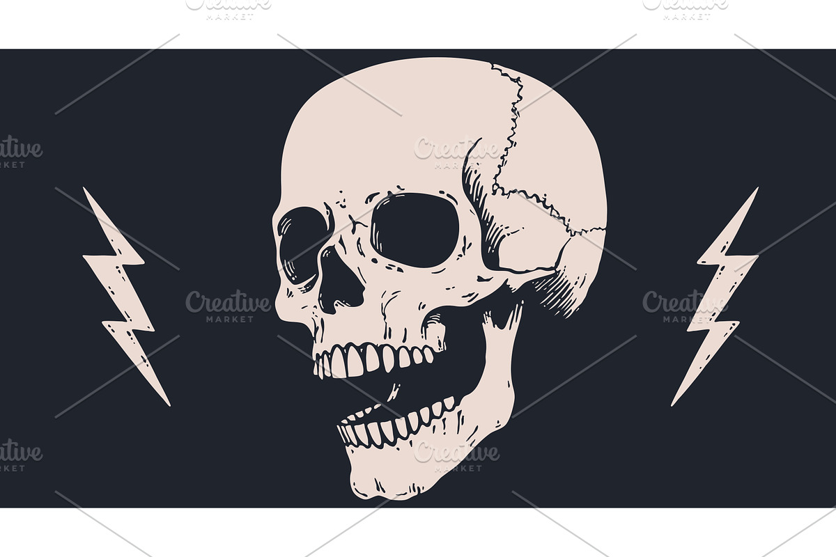 Death Skull. Halloween card, an Illustration by Foxys Graphic