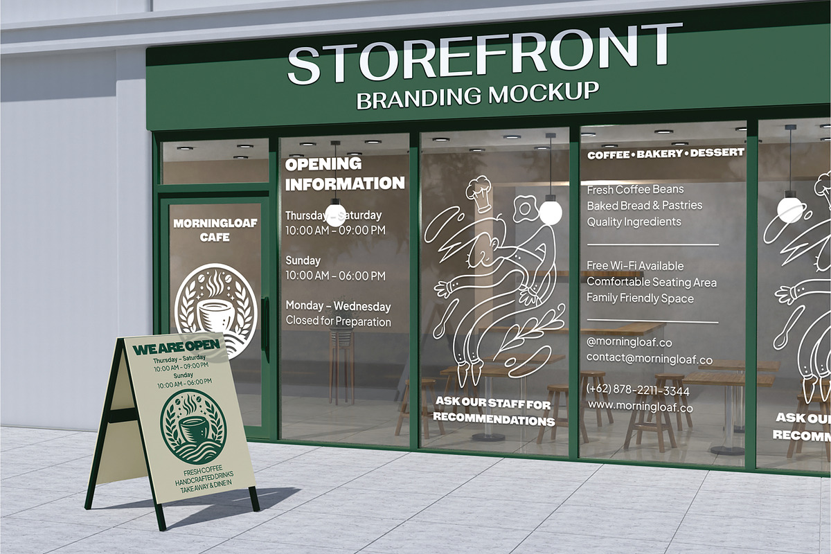 Storefront Branding Mockup, an Advertising Mockup by Permadi Creative