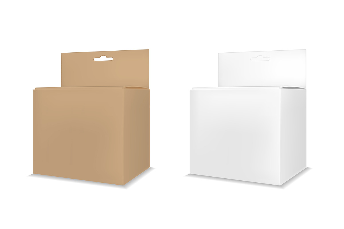 Packaging box with hanging hole, a Merchandise Mockup by Kseniia ...
