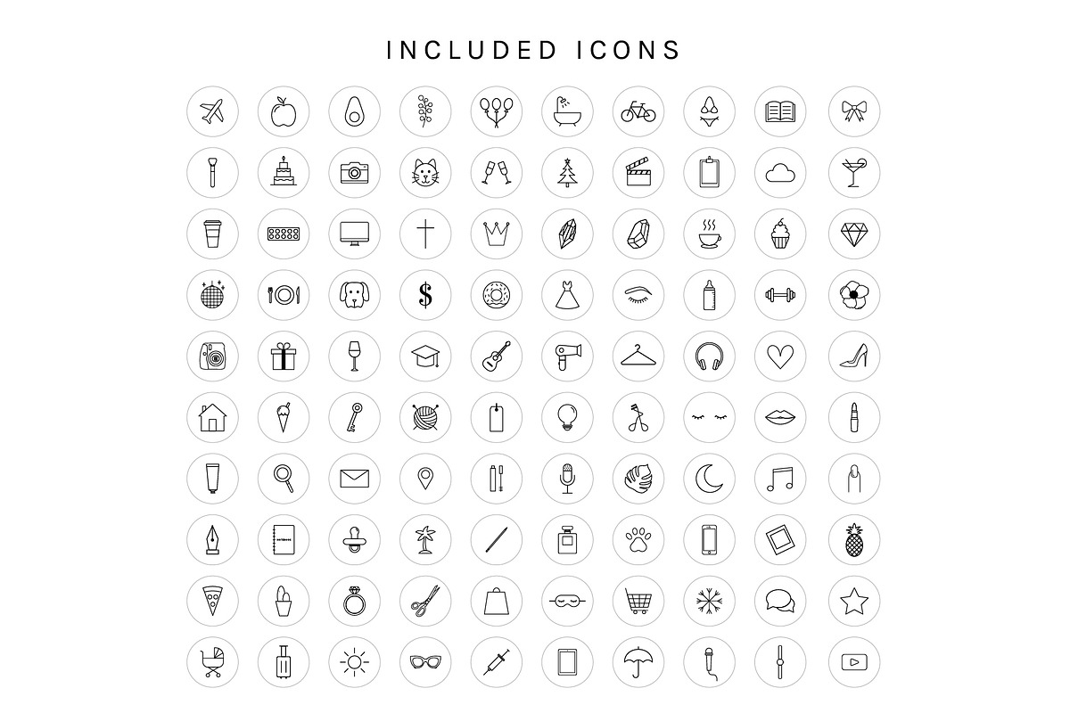 100 Instagram Story Highlight Icons, a Social Media Template by Blog&Glow (Photo 2 of 2)