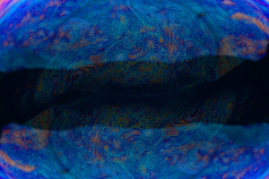 Vibrant abstract background with swirling blue, orange, and blac, an Abstract Photo by Ales Munt