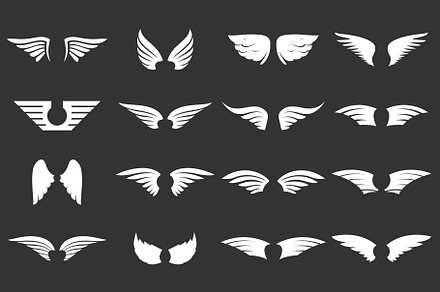 White wings set. Vector, an Illustration by MarkoBabii